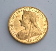 A Victorian full gold sovereign,