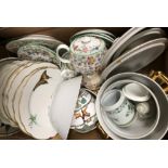 A box of various china wares including a small quantity of Mintons Haddon Hall,