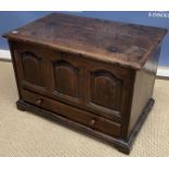 An oak coffer-bach in the 18th Century manner,