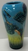 A Sally Tuffin Dennis Chinaworks vase decorated with diving kingfishers, signed and No'd.
