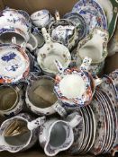 Three boxes of assorted 19th Century and later china to include various pearlware and other jugs,