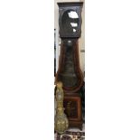 A 19th Century French Comptoise long case clock with painted and shallow carved decoration to the