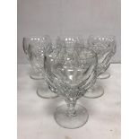 A set of six Brierley red wine glasses 14 cm high and a further set of five white wine glasses 14