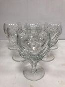 A set of six Brierley red wine glasses 14 cm high and a further set of five white wine glasses 14
