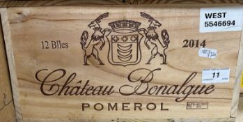 One case (twelve bottles) Chateau Bonalgue Pomerol 2014 (OWC)