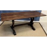 A 20th Century oak tavern type refectory table,