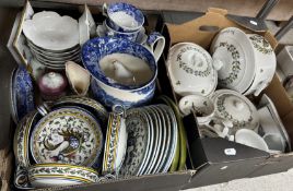 Four boxes of assorted china and glassware to include a Pillivuyt "Country Style" part tea set,