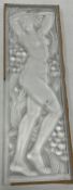 A Lalique frosted glass panel "Femme Bras Elevées" with incised inscription "Lalique France" lower