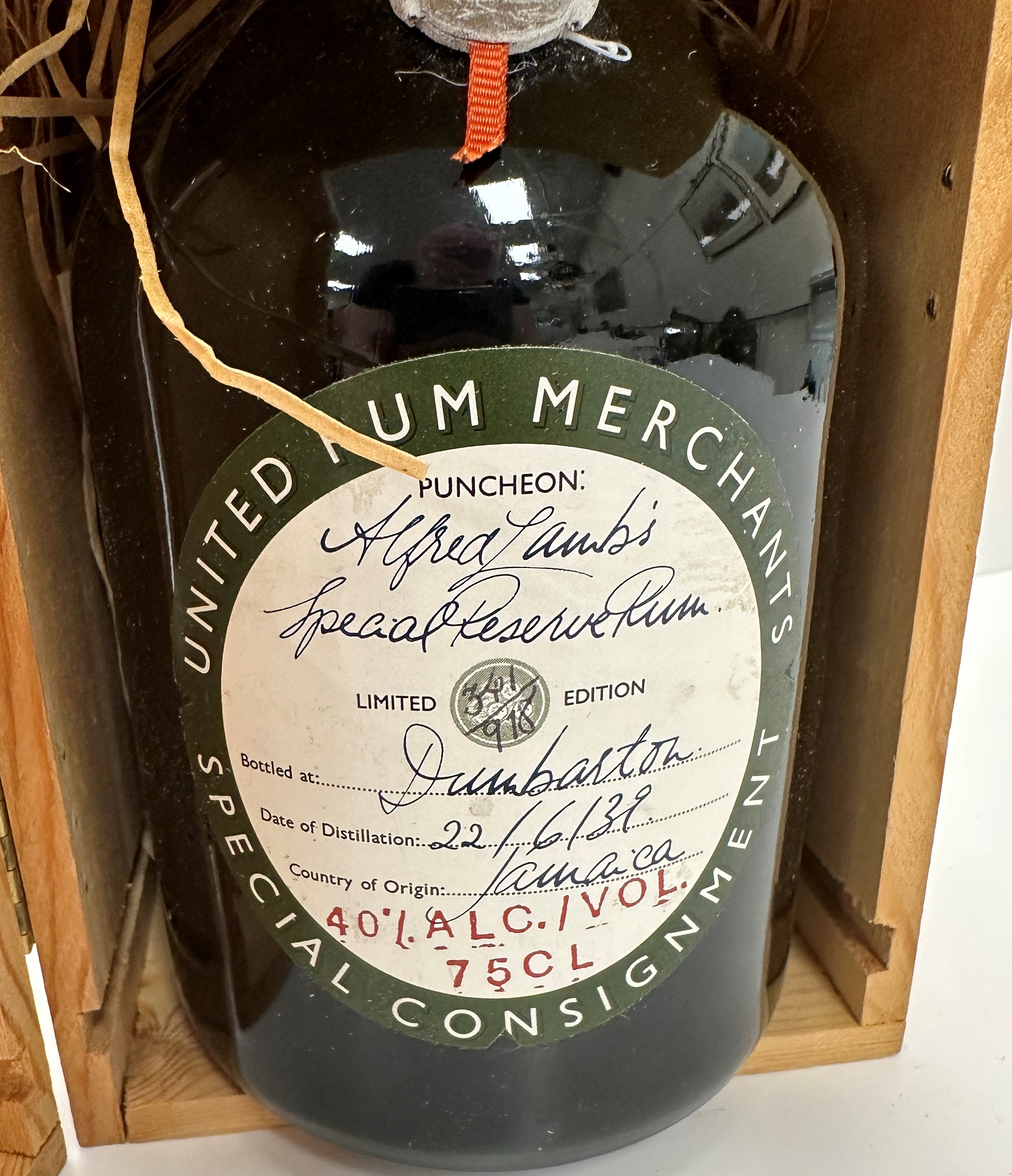 One bottle Alfred Lamb's Special Reserve Rum bearing "United Rum Merchants Special Consignment" - Image 2 of 2