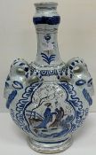 A 19th Century Continental faience glazed pottery flask,