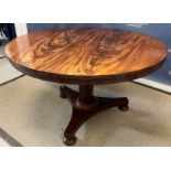 A Victorian figured mahogany circular breakfast table,