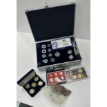 A collection of United States of America proof coinage including a cased five quarter set 24 carat