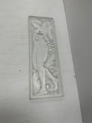 A Lalique frosted glass panel "Femme Tête Levée" with incised inscription "Lalique France" lower