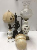 Five various table lamps,