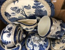 A collection of Booths Real Old Willow pattern dinner and tea wares