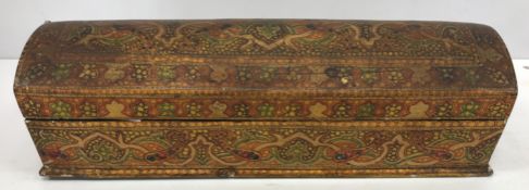 A Persian style lacquered pen box with domed lid 28 cm wide x 9 cm deep x 8.