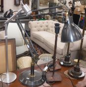A collection of modern metal table lamps to include one in the vintage anglepoise manner (7)
