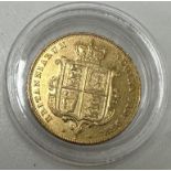 A yellow metal coin as a Victorian half sovereign 1875 3.