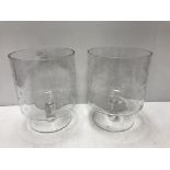 Three pairs of glass vases of various descriptions, a further vase,