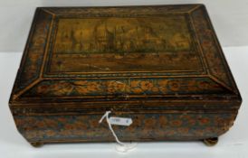 An early 19th Century pen work decorated box,