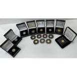 A collection of fifteen various gold coins including thirteen modern commemoratives including