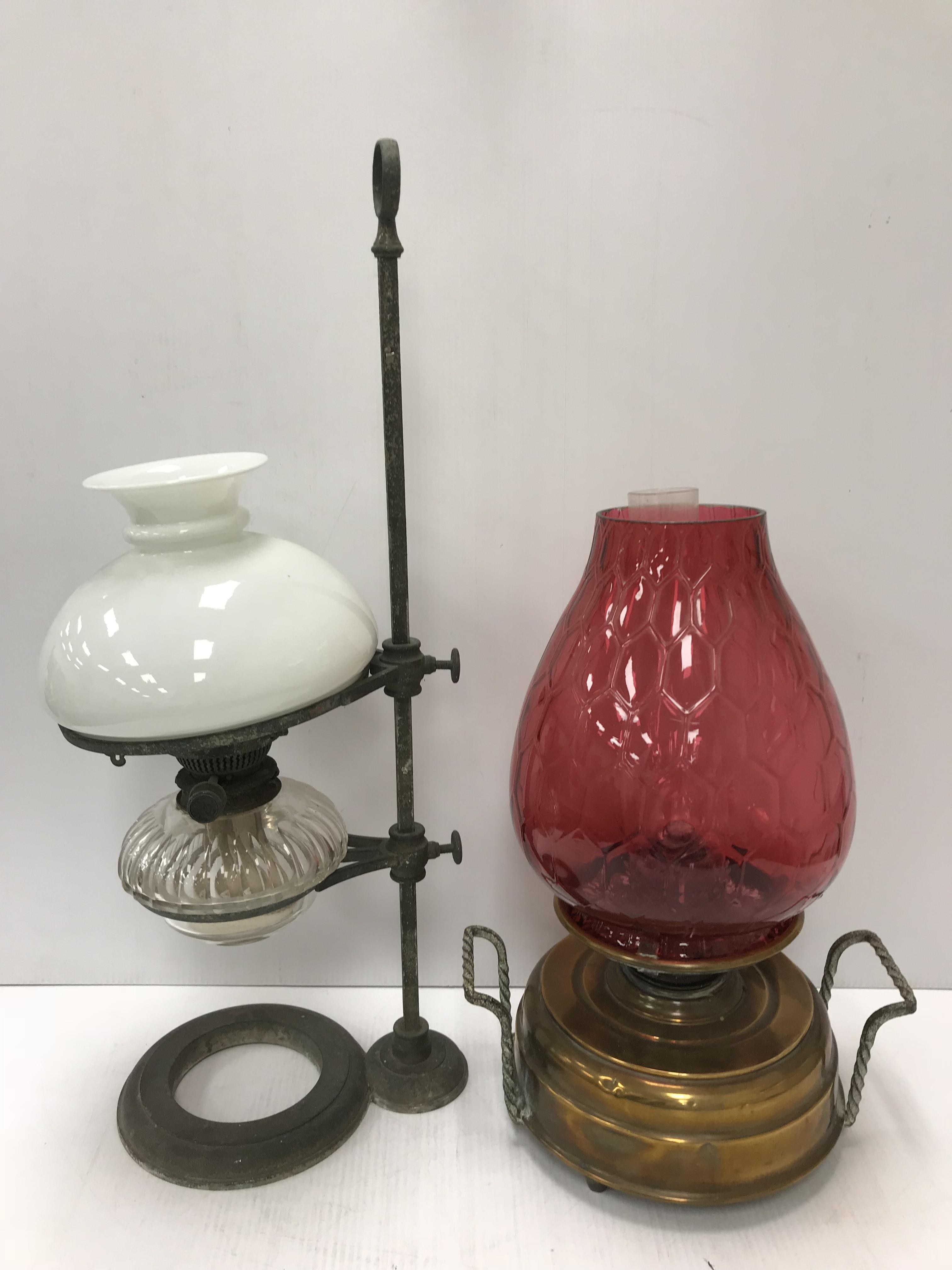 A collection of five various Victorian and later oil table lamps, - Image 2 of 31