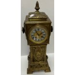 A circa 1900 pierced brass cased long case mantel clock, the eight day movement by S Marti of Paris,