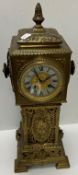 A circa 1900 pierced brass cased long case mantel clock, the eight day movement by S Marti of Paris,