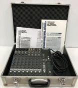 A Mackie 1202-VLZ Pro 12 channel mic / line mixer with premium XDR mic pre-amplifiers,