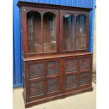 A Victorian oak bookcase cabinet,