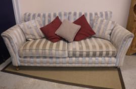 A modern silver and faun striped upholstered "Hogarth" three seat sofa by Alstons Upholstery,
