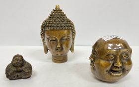 A modern bronze four faces of the Buddha paperweight, a similar paperweight depicting a Sino Tibetan