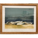 AFTER DOUGLAS HAMILTON FRAZER "Boats on a shoreline", coloured limited edition print No'd. 151/250