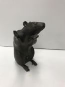 A Japanese bronze figure of a rat, the t