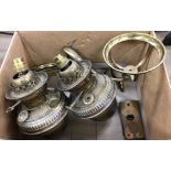 A pair of Hinks oil lamp reservoirs conv