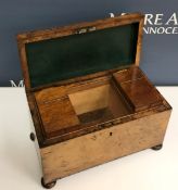 A 19th Century burr oak tea caddy, the h