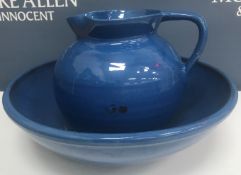 A Brannam Pottery wash jug and bowl in b