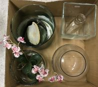 Five boxes of various decorative items t
