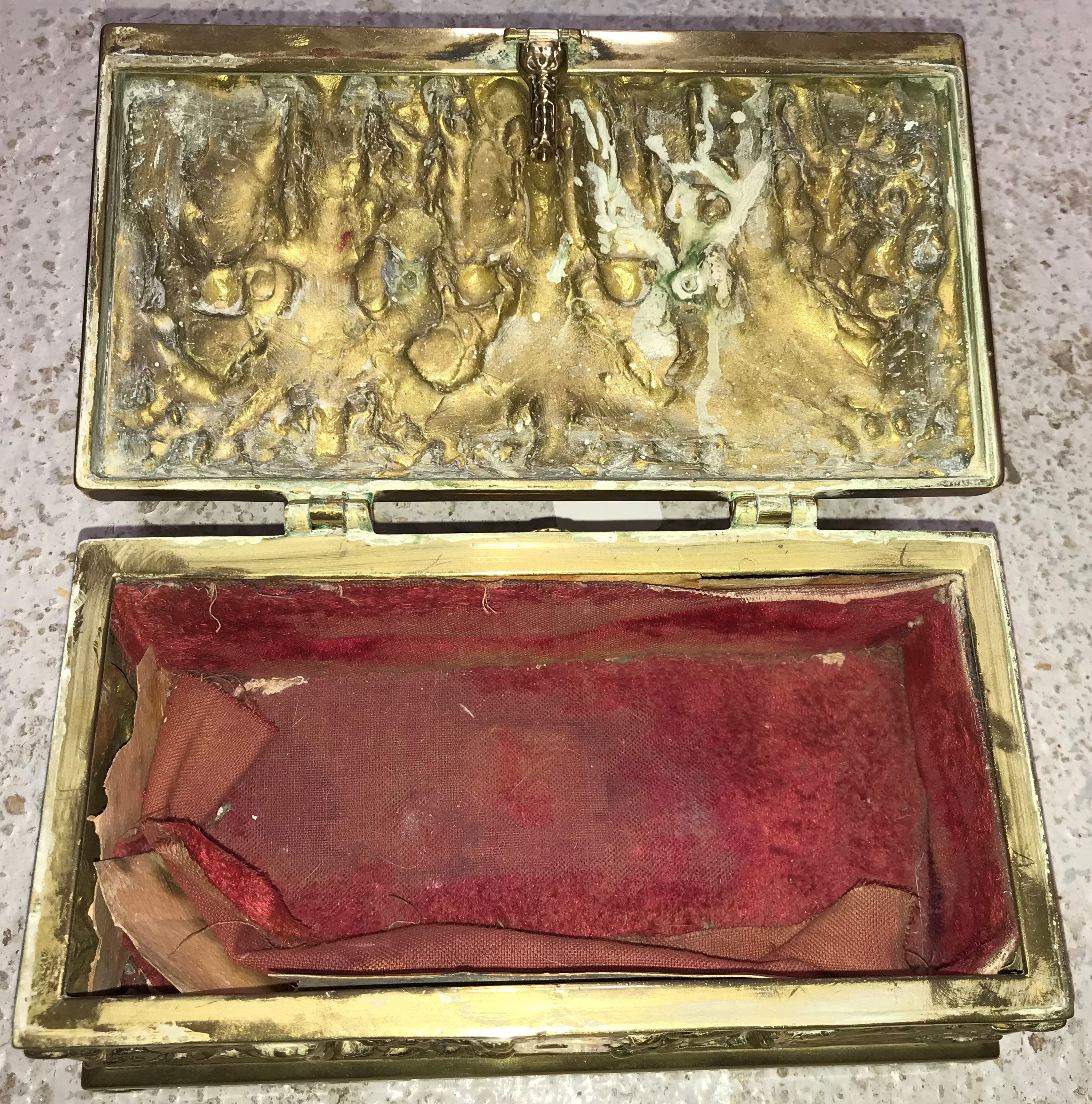 A circa 1900 German brass casket in the - Image 3 of 3