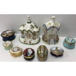 A collection of decorative enamelled pil