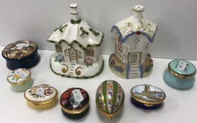 A collection of decorative enamelled pil