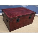A modern Chinese red lacquered trunk wit