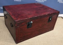 A modern Chinese red lacquered trunk wit