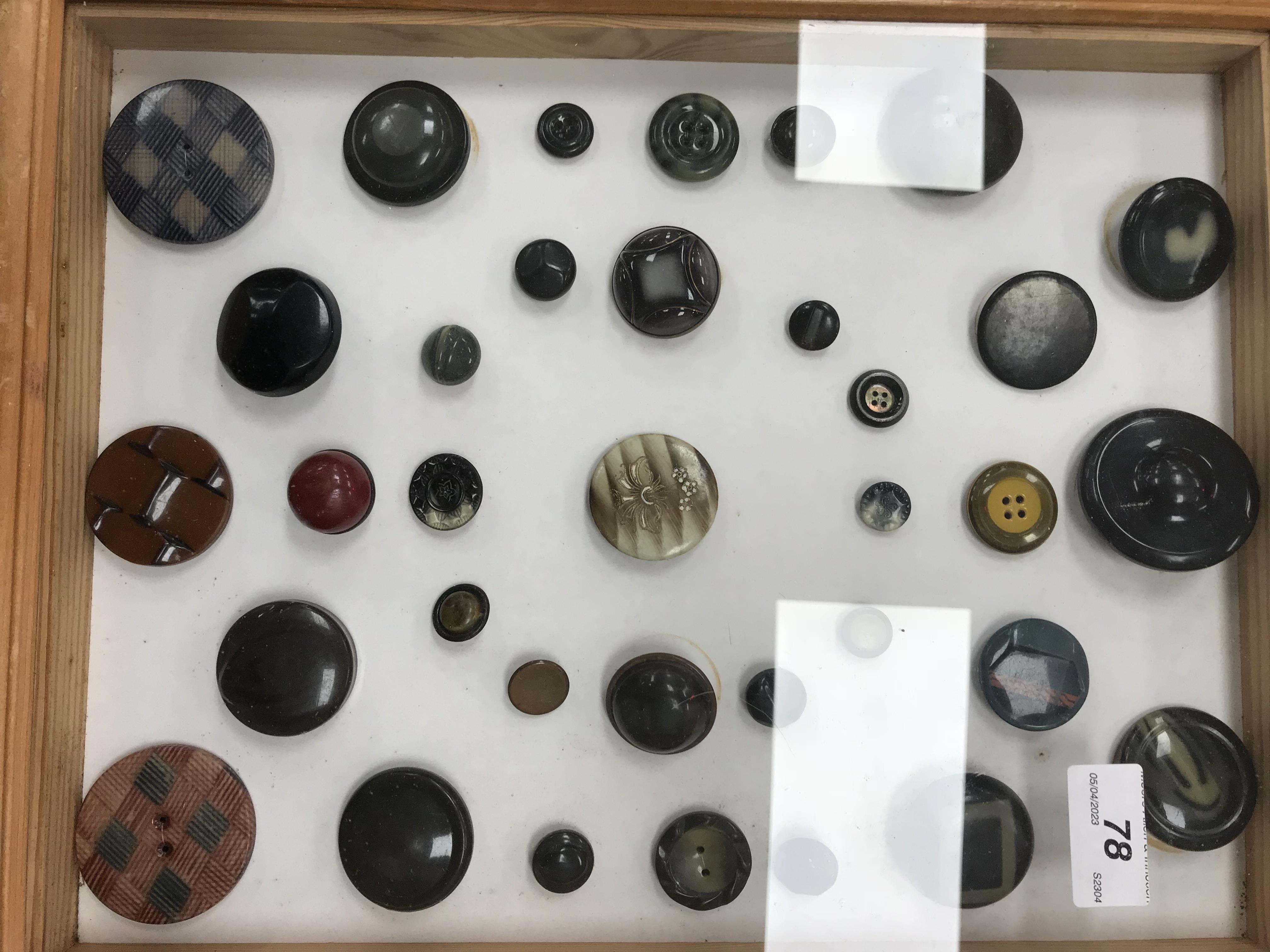 A framed collection of buttons in bakeli - Image 17 of 19