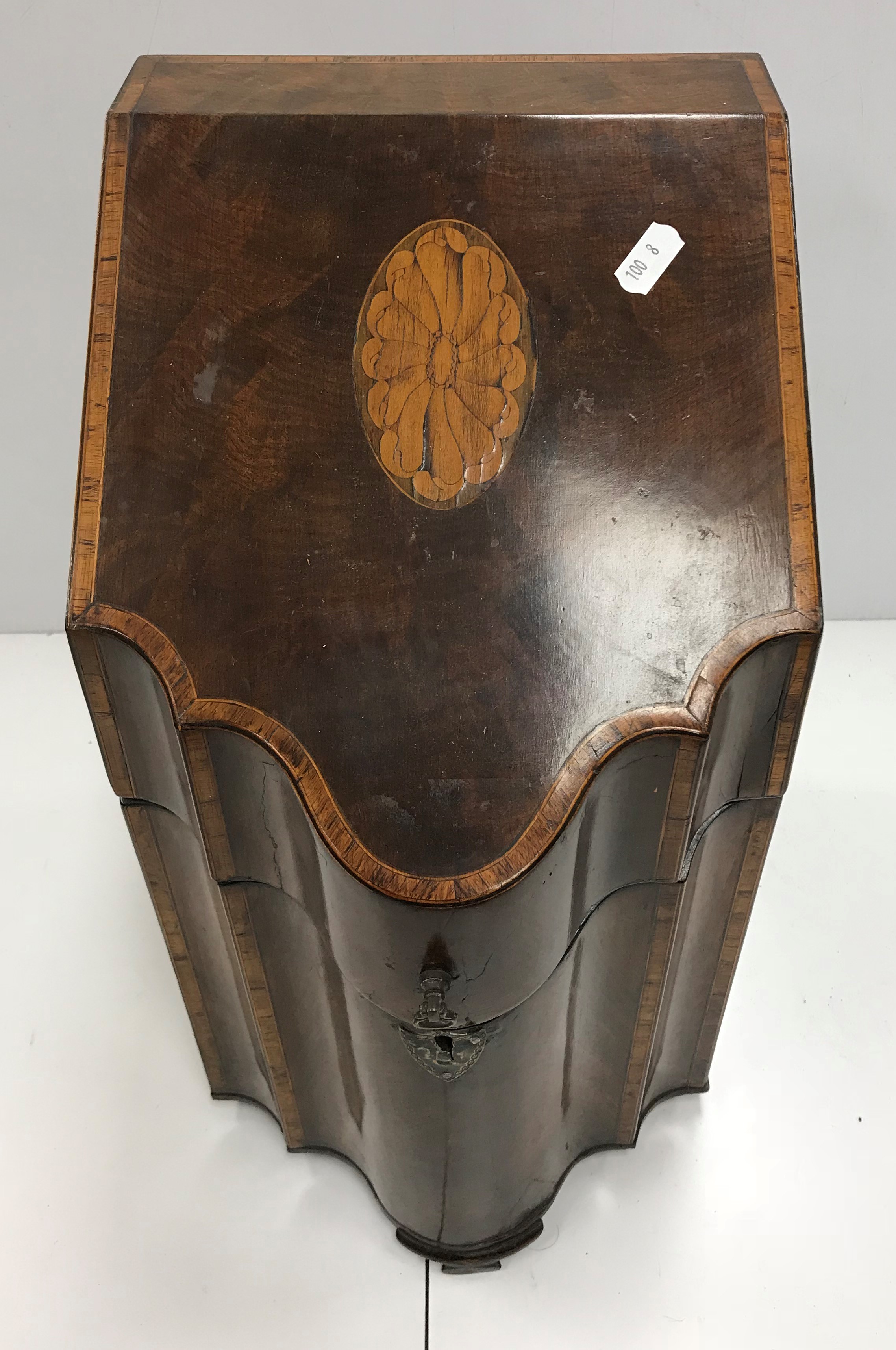 A George III mahogany and inlaid slope t