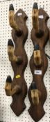 A pair of oak mounted Deer Slot coat hoo