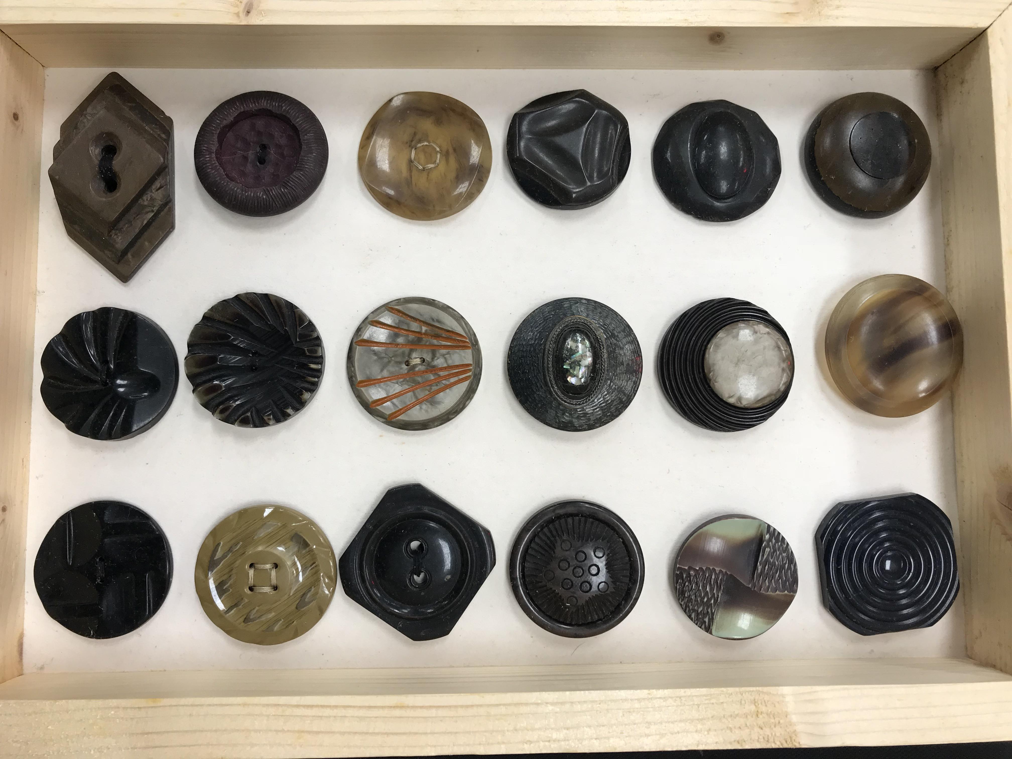 A framed collection of buttons in bakeli - Image 4 of 19