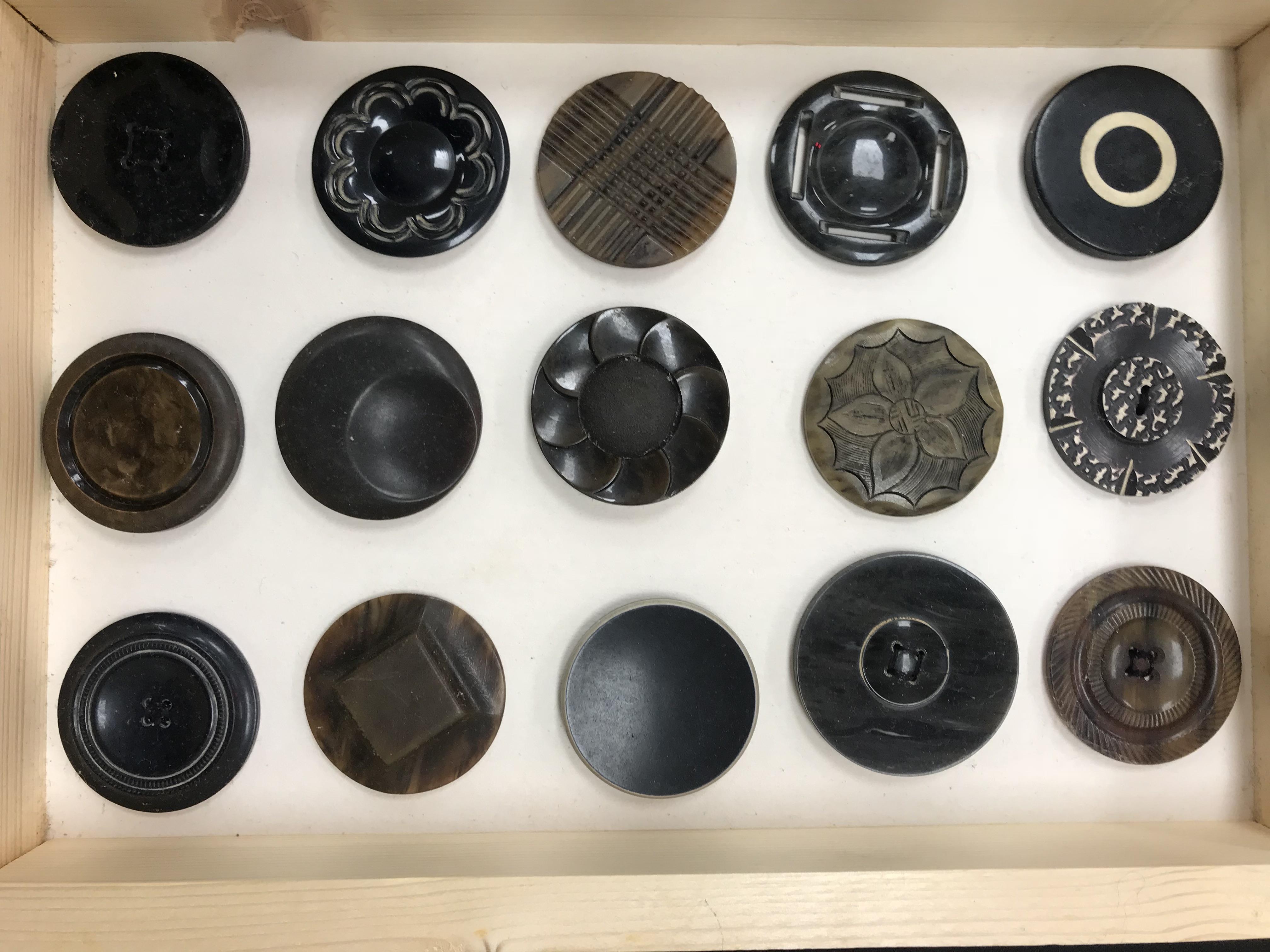 A framed collection of buttons in bakeli - Image 7 of 19