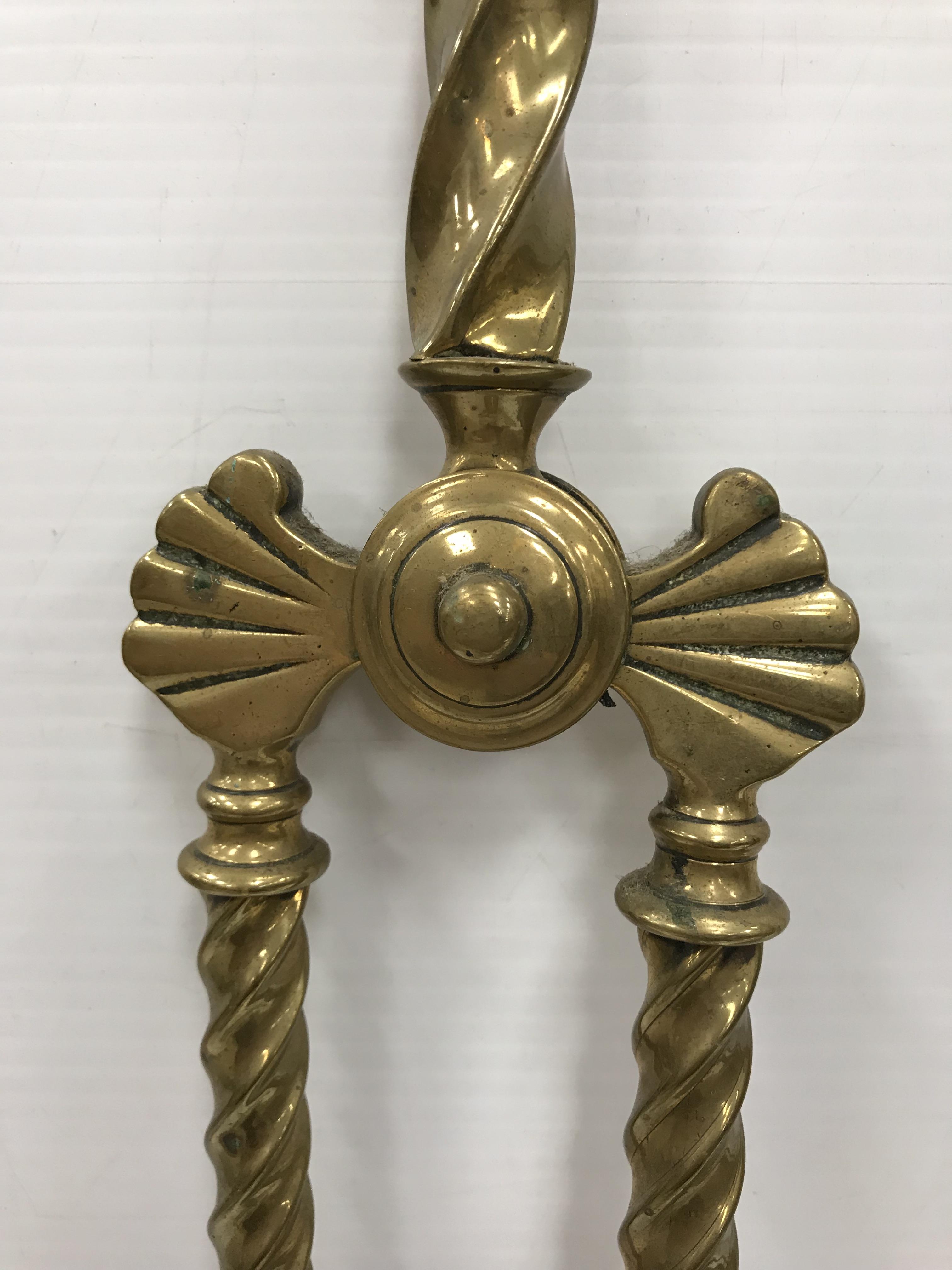 A Victorian barley-twist shafted brass t - Image 4 of 6