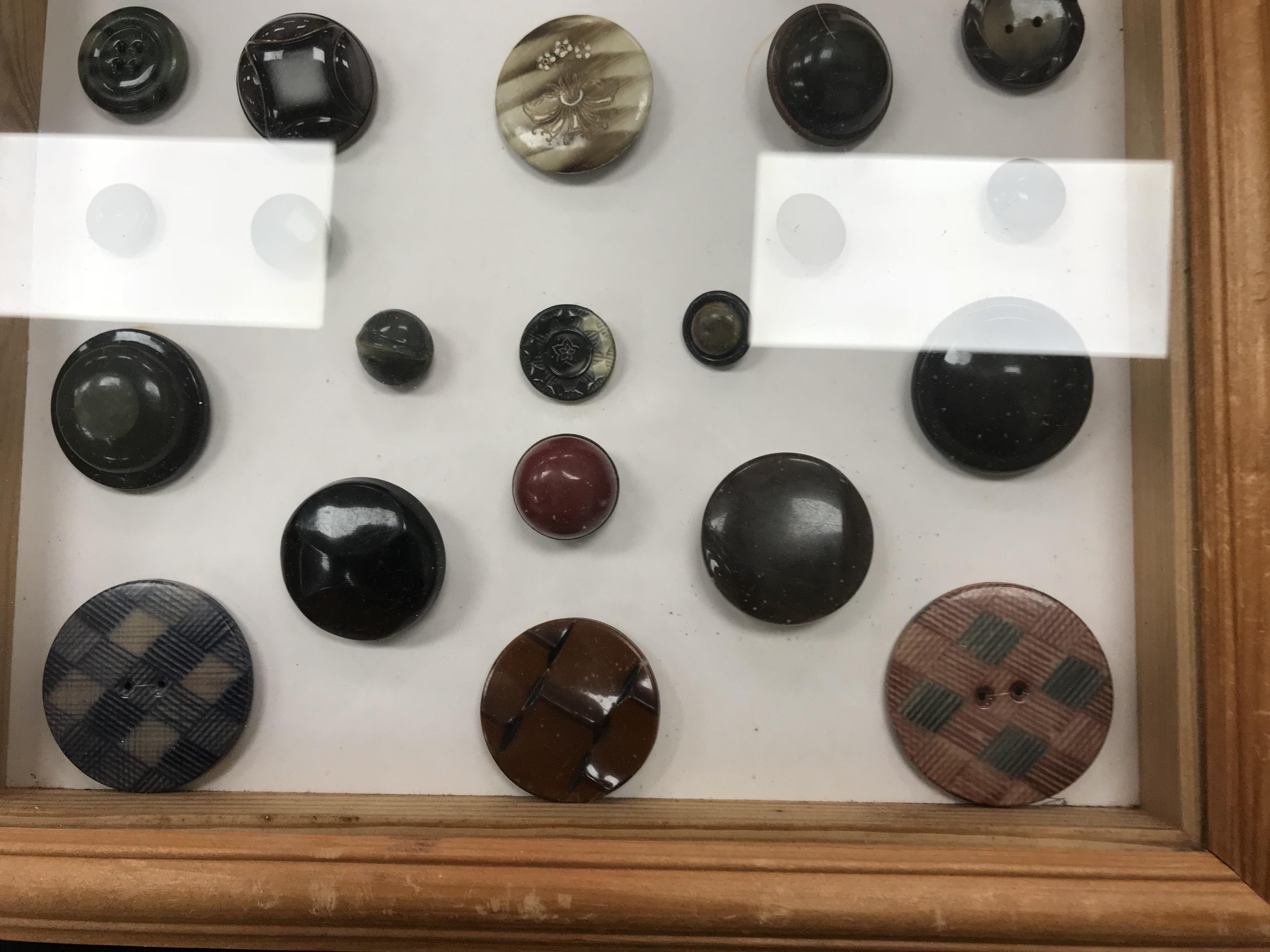 A framed collection of buttons in bakeli - Image 19 of 19